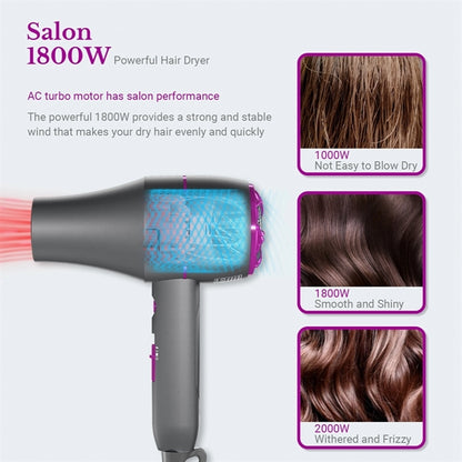 Hair Dryer With Nozzle Brush And Comb Concentrator