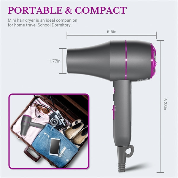 Hair Dryer With Nozzle Brush And Comb Concentrator