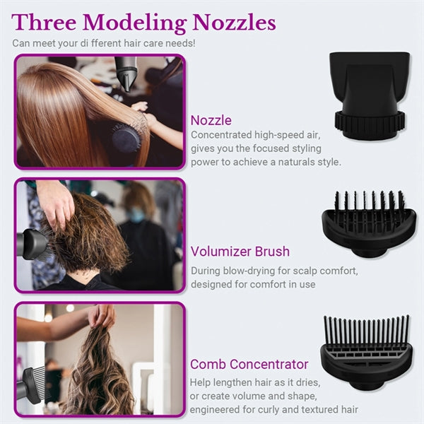 Hair Dryer With Nozzle Brush And Comb Concentrator