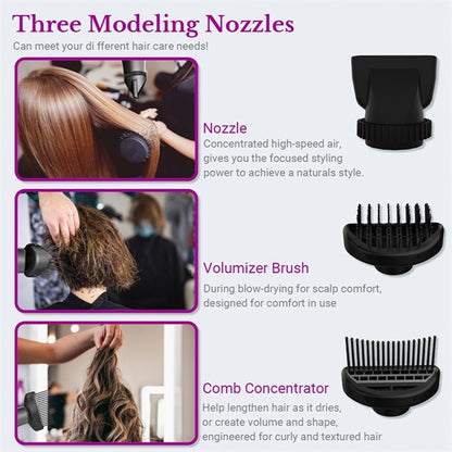 Hair Dryer With Nozzle Brush And Comb Concentrator