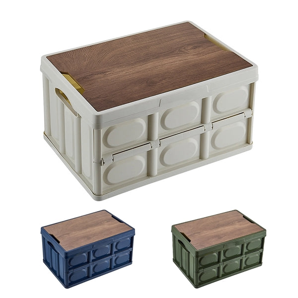 Folding Storage Box With Wooden Lid
