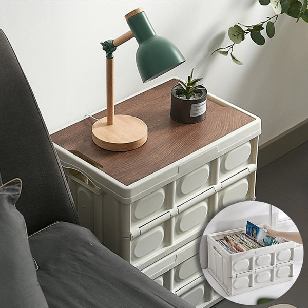Folding Storage Box With Wooden Lid