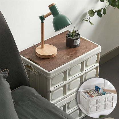Folding Storage Box With Wooden Lid