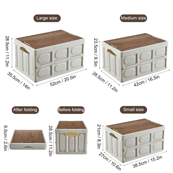 Folding Storage Box With Wooden Lid