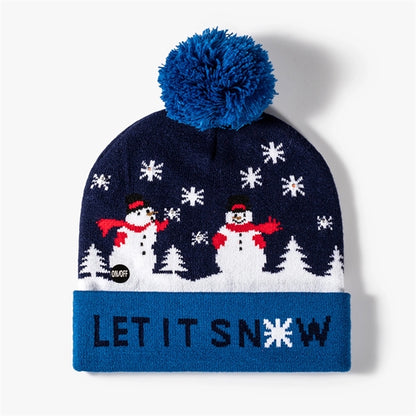 Pom-Pom Cuffed Jacquard Beanie With LED Light