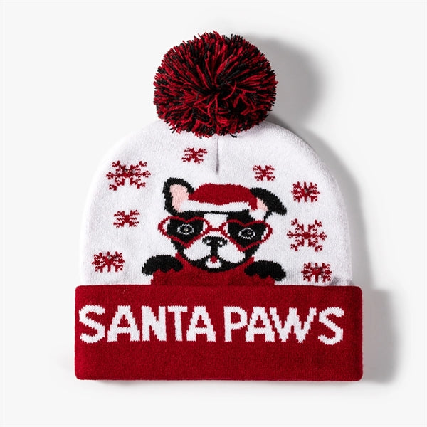 Pom-Pom Cuffed Jacquard Beanie With LED Light