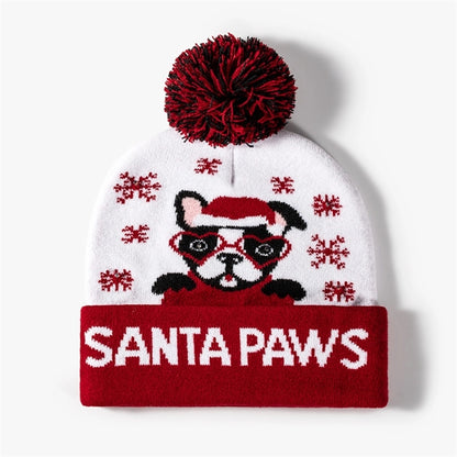 Pom-Pom Cuffed Jacquard Beanie With LED Light