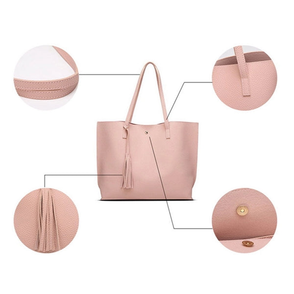 Women PU Faux Leather Tote Bag