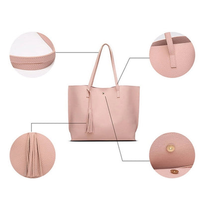 Women PU Faux Leather Tote Bag