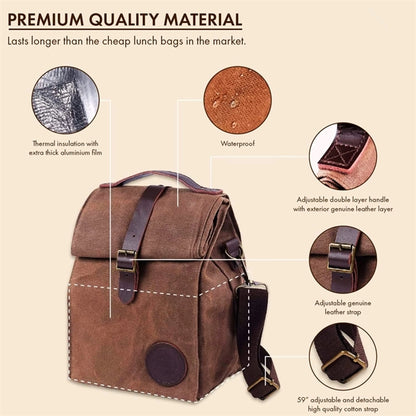 Insulated Waxed Canvas Lunch Bag