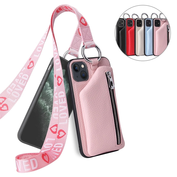 Leather Wallet Case For Phone 12 11 13Pro Max With Lanyard
