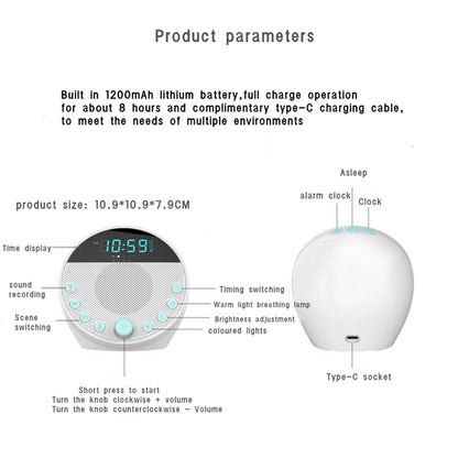 White Noise Sleep Aid With Recording Alarm Clock