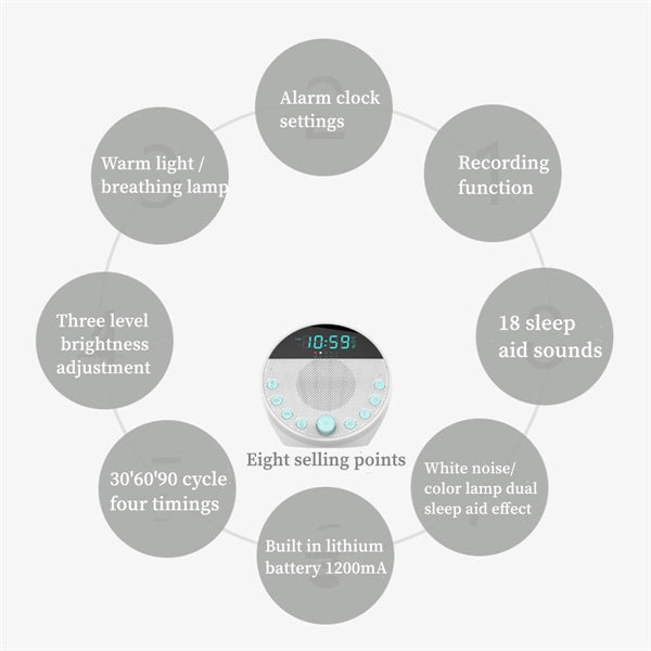 White Noise Sleep Aid With Recording Alarm Clock