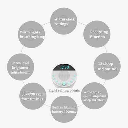 White Noise Sleep Aid With Recording Alarm Clock