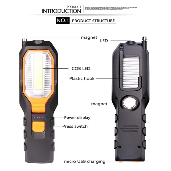 Led Rechargeable Portable Cob Inspection Light With Magnet