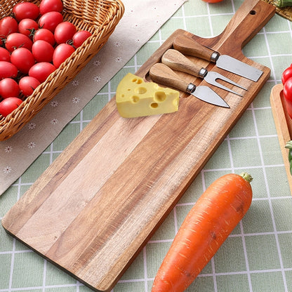 Wooden Cutting Board With Handle And Knife Set