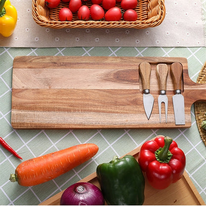 Wooden Cutting Board With Handle And Knife Set