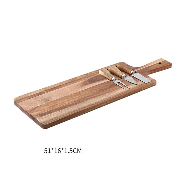 Wooden Cutting Board With Handle And Knife Set