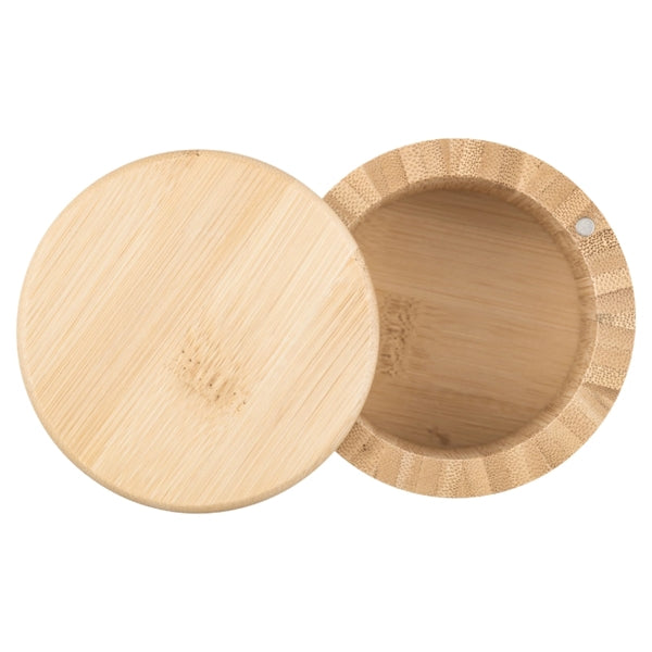 Round Bamboo Salt Box w/ Magnetic Lid