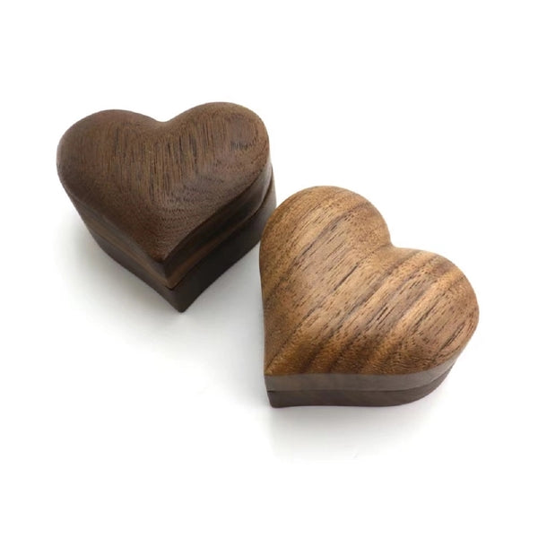 Heart Shaped Walnut Wood Ring Gift Box
