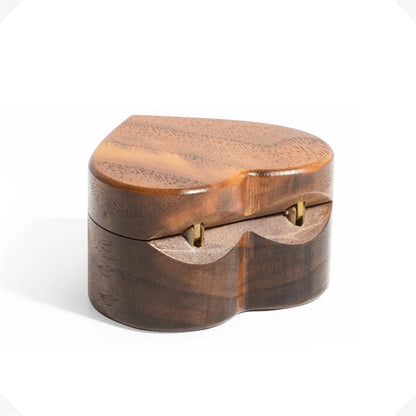 Heart Shaped Walnut Wood Ring Gift Box