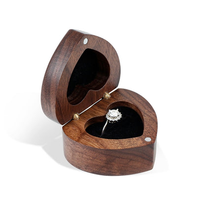 Heart Shaped Walnut Wood Ring Gift Box