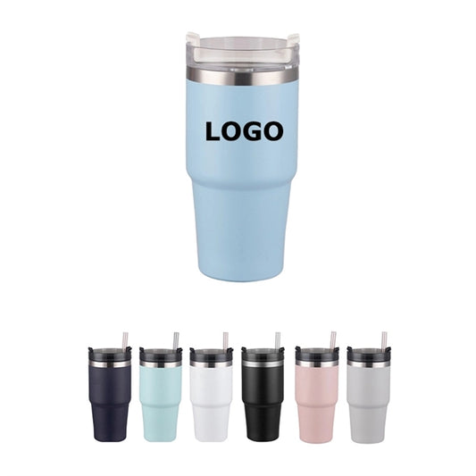 Large Stainless Steel Tumbler With Straw And Lid
