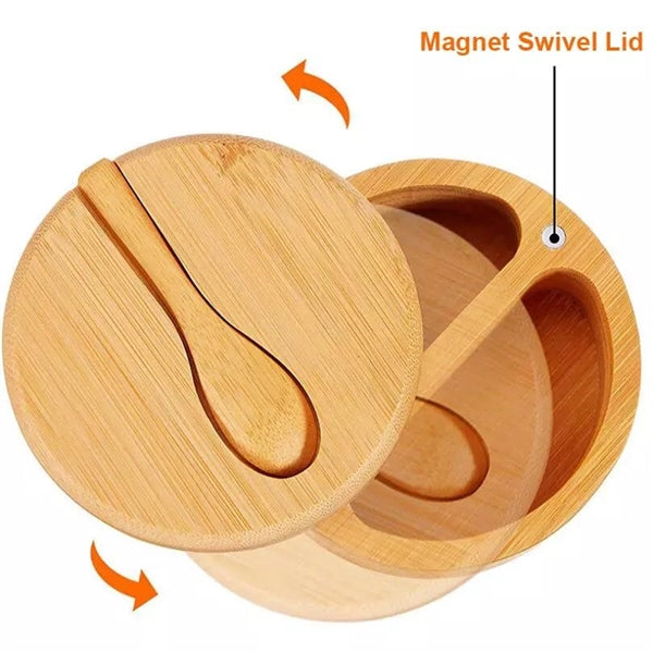 Bamboo Salt Cellar with Magnetic Swivel Lid