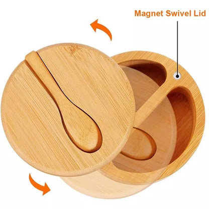 Bamboo Salt Cellar with Magnetic Swivel Lid