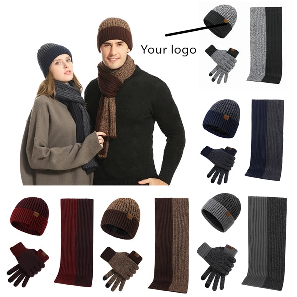 Color Matching Scarf Gloves Hat Three-piece Set