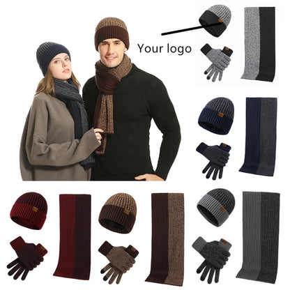 Color Matching Scarf Gloves Hat Three-piece Set
