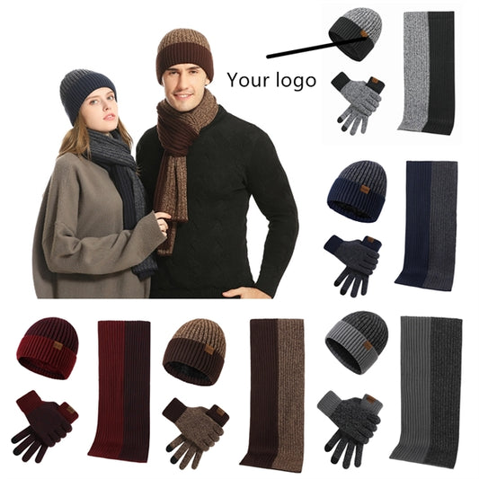 Color Matching Scarf Gloves Hat Three-piece Set