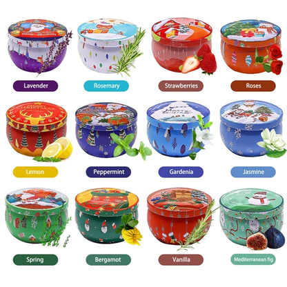 12 Packs Christmas Scented Candle Set