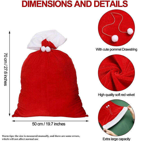 Christmas Red Velvet Santa Claus Bag