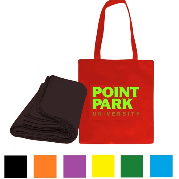 Blanket & Tote Bag Combo Fleece w/ Custom Imprint, 50" X 60"