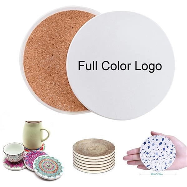Absorbing Round Cork Base Ceramic Stone Coasters
