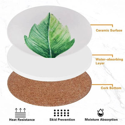 Absorbing Round Cork Base Ceramic Stone Coasters