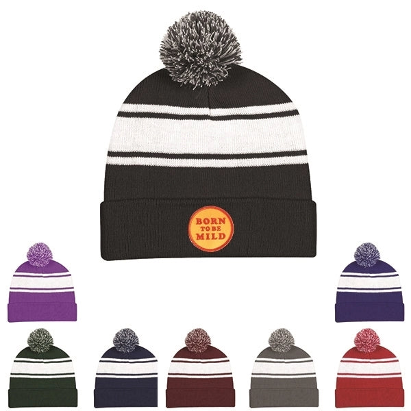 Winter Jacquard Beanie Pom-Pom