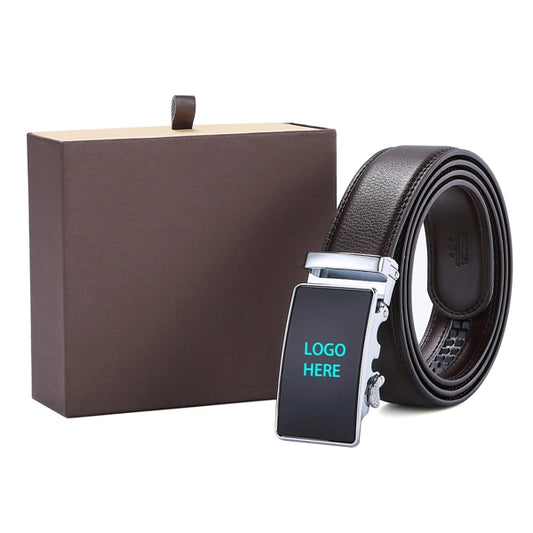Men'S Leather Dress Belt Automatic Ratchet Buckle