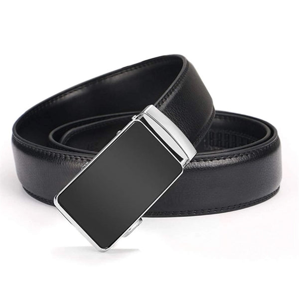Men'S Leather Dress Belt Automatic Ratchet Buckle