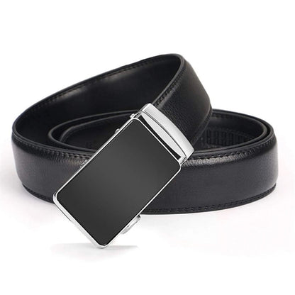Men'S Leather Dress Belt Automatic Ratchet Buckle