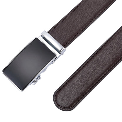 Men'S Leather Dress Belt Automatic Ratchet Buckle