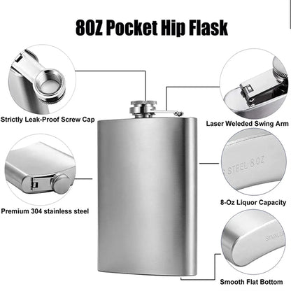 Silver Stainless Steel Hip Flask