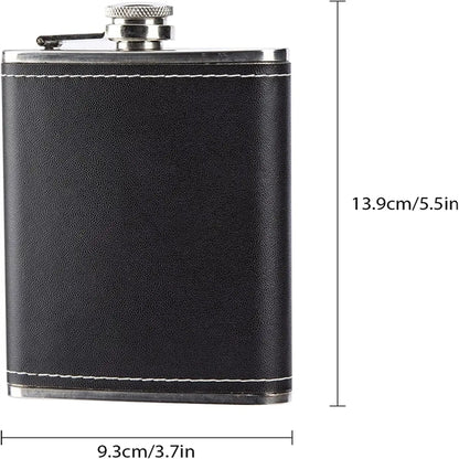 Hip Flask With Black Leather Cover