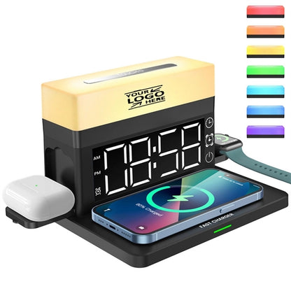 6 in 1 Multifunctional Alarm Clock Wireless Charger