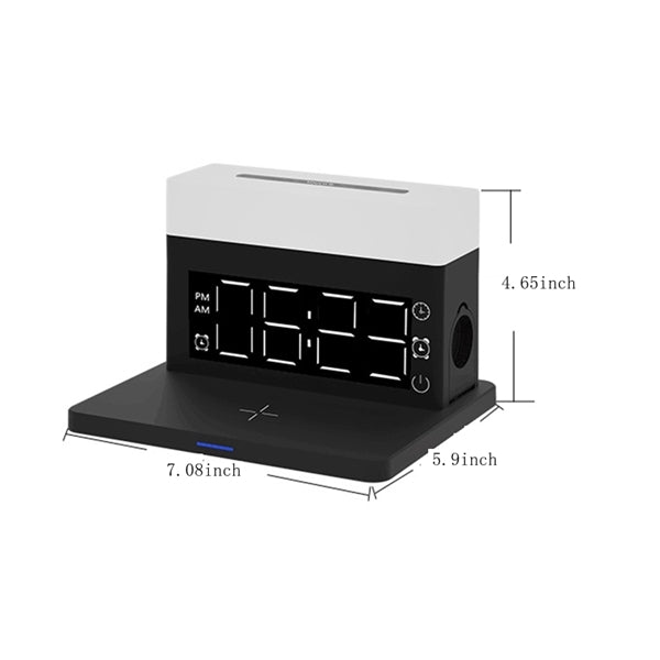 6 in 1 Multifunctional Alarm Clock Wireless Charger