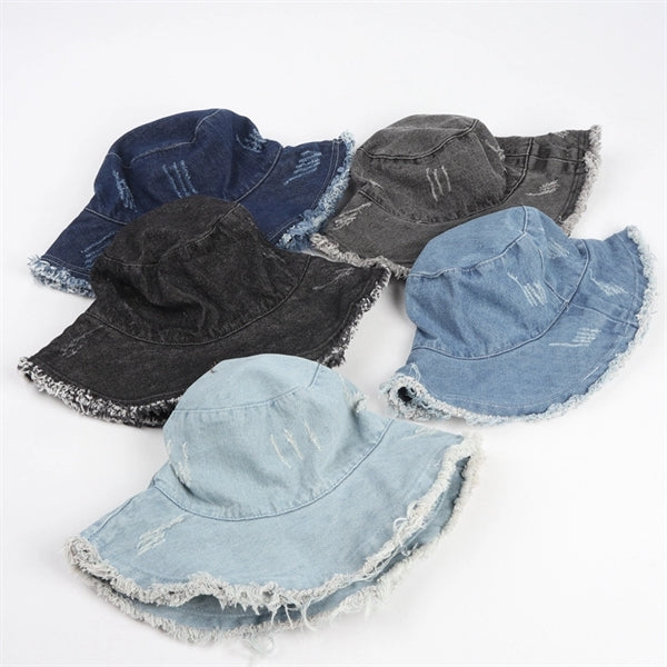 Retro Washed Cowboy Frayed Fisherman Hat