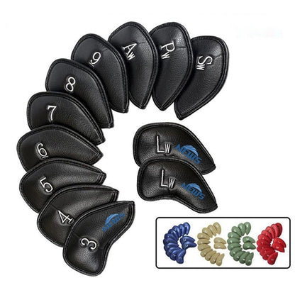 12pcs Thick Synthetic Leather Golf Iron Head Covers Set