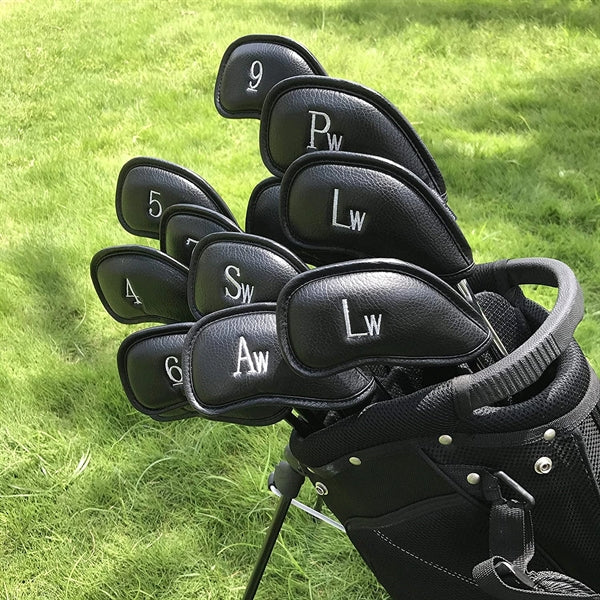 12pcs Thick Synthetic Leather Golf Iron Head Covers Set