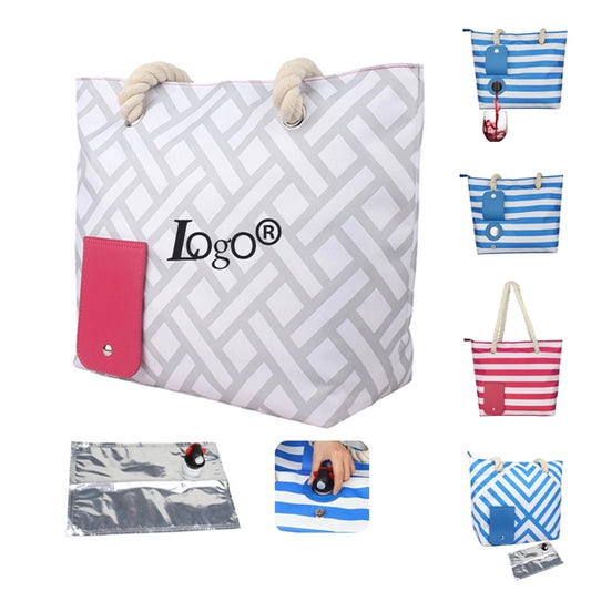 Beach Wine Tote Bag With Hidden Insulated Compartment